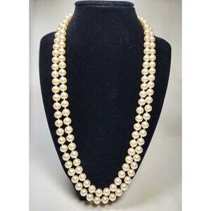 Marvella Double Strand Faux Pearl Necklace NWT, Gold Tone Box Clasp, Vintage